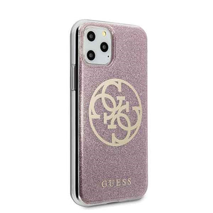Guess GUHCN58PCUGLPI iPhone 11 Pro różowy/pink hard case 4G Circle Glitter_4