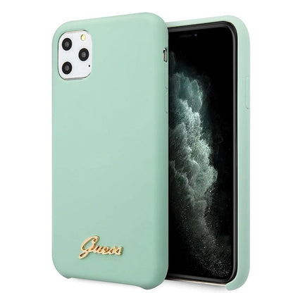 Guess GUHCN65LSLMGG iPhone 11 Pro Max green/green hard case Silicone Vintage Gold Logo_0