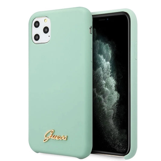 Guess GUHCN65LSLMGG iPhone 11 Pro Max green/green hard case Silicone Vintage Gold Logo_0