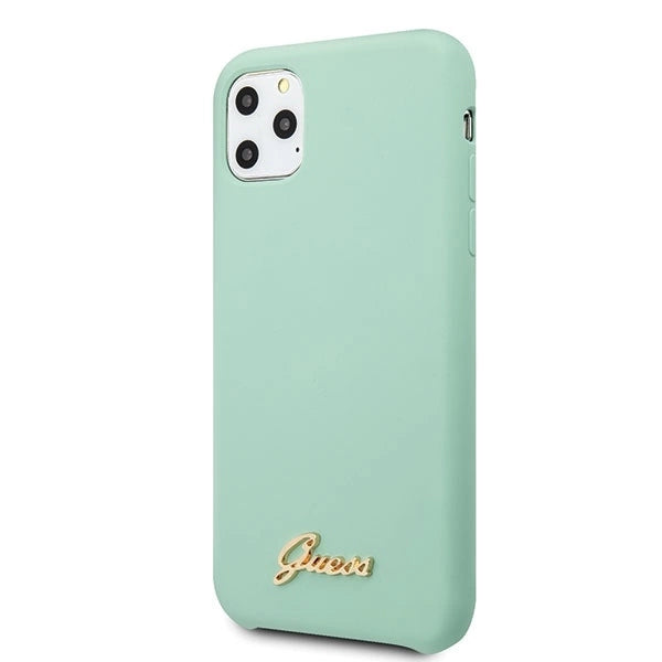Guess GUHCN65LSLMGG iPhone 11 Pro Max green/green hard case Silicone Vintage Gold Logo_1