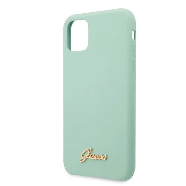 Guess GUHCN65LSLMGG iPhone 11 Pro Max green/green hard case Silicone Vintage Gold Logo_2