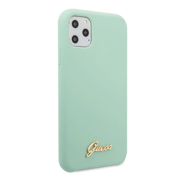 Guess GUHCN65LSLMGG iPhone 11 Pro Max green/green hard case Silicone Vintage Gold Logo_4