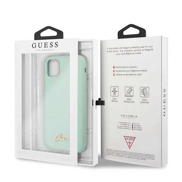 Guess GUHCN65LSLMGG iPhone 11 Pro Max green/green hard case Silicone Vintage Gold Logo_6