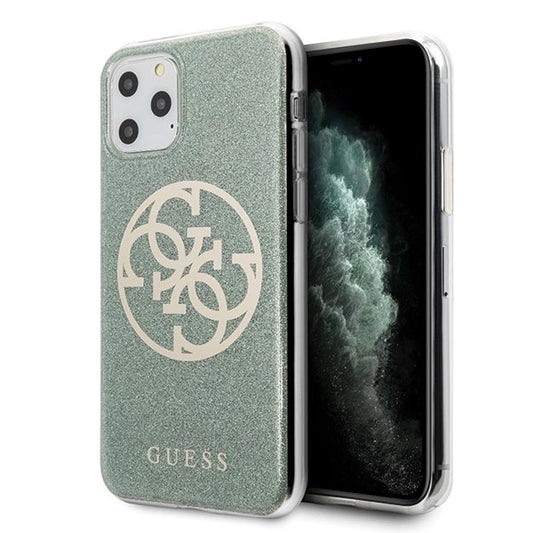 Guess GUHCN65PCUGLKA iPhone 11 Pro Max khaki hard case 4G Circle Glitter_0