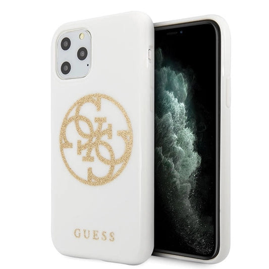 Guess GUHCN65TPUWHGLG iPhone 11 Pro Max white/white hard case Glitter 4G Circle Logo_0