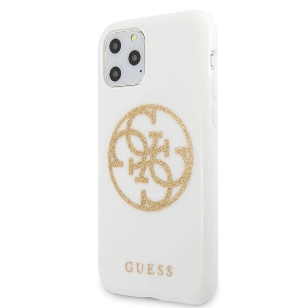 Guess GUHCN65TPUWHGLG iPhone 11 Pro Max white/white hard case Glitter 4G Circle Logo_1