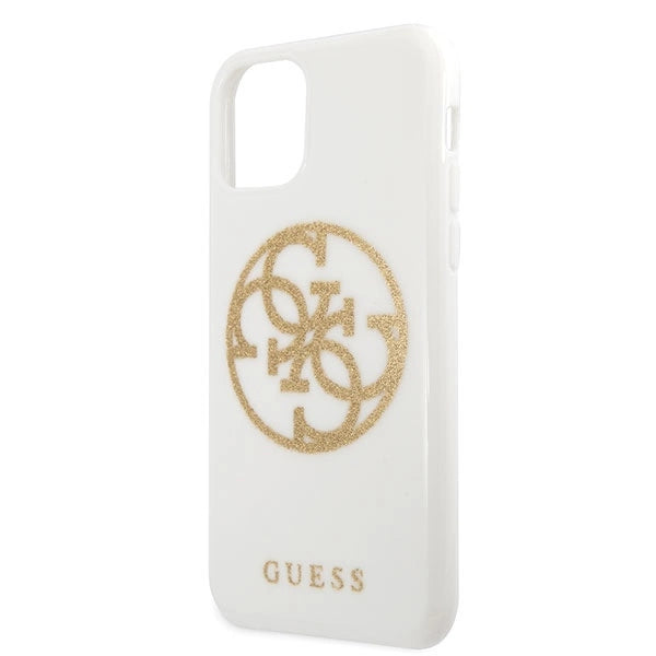 Guess GUHCN65TPUWHGLG iPhone 11 Pro Max white/white hard case Glitter 4G Circle Logo_2