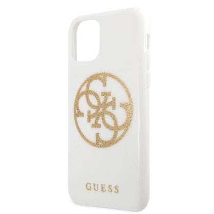 Guess GUHCN65TPUWHGLG iPhone 11 Pro Max white/white hard case Glitter 4G Circle Logo_2