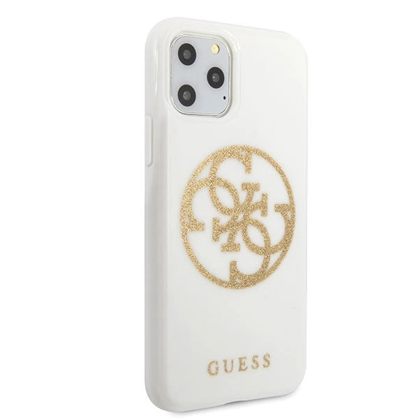Guess GUHCN65TPUWHGLG iPhone 11 Pro Max white/white hard case Glitter 4G Circle Logo_4