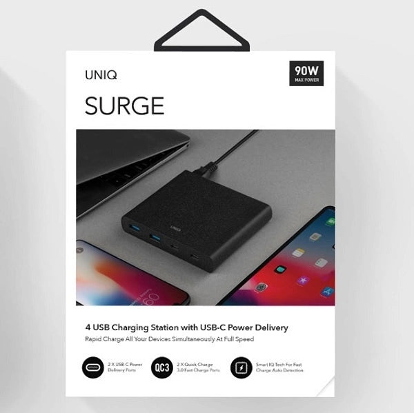 HUB Uniq Surge LITHOS Collective 90W 2xUSB-A QC 3.0 / 2xUSB-C PD 3.0 - black_5