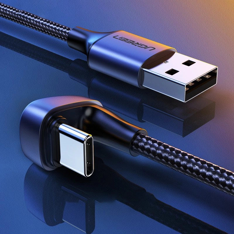 Ugreen nylon angled cable USB cable - USB Type C 1 m 3 A 18 W Quick Charge AFC FCP for gamers gray (70313)_6
