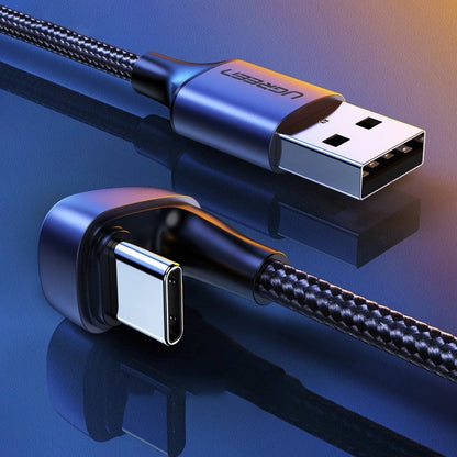 Ugreen nylon angled cable USB cable - USB Type C 1 m 3 A 18 W Quick Charge AFC FCP for gamers gray (70313)_6