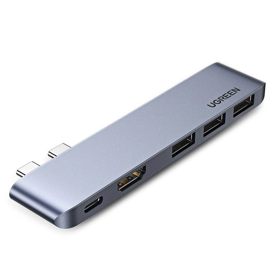 Ugreen multifunctional HUB 2x USB Type C to USB Type C PD (Thunderbolt 3, 100W, 4K @ 60 Hz, 10 Gbps) / HDMI 4K @ 30 Hz / 3x USB 3.0 for MacBook Pro / Air gray (60559)_0