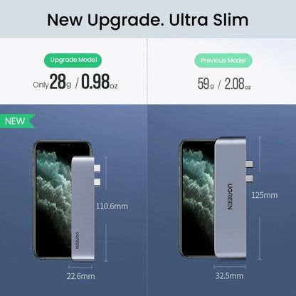 Ugreen multifunctional HUB 2x USB Type C to USB Type C PD (Thunderbolt 3, 100W, 4K @ 60 Hz, 10 Gbps) / HDMI 4K @ 30 Hz / 3x USB 3.0 for MacBook Pro / Air gray (60559)_2