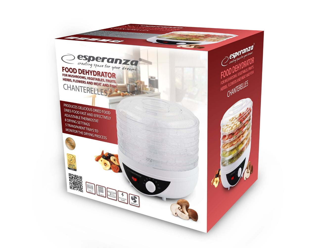 Esperanza Desidratador Alimentos (Frutas, cogumelos, Legumes) EKD002 250W