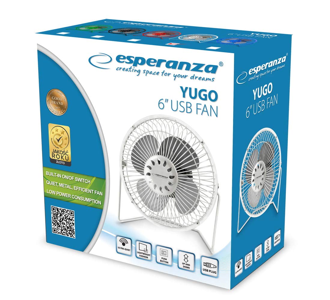 Ventoinha USB de Secretária Esperanza YUGO 6” Branca