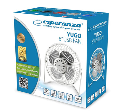 Ventoinha USB de Secretária Esperanza YUGO 6” Branca