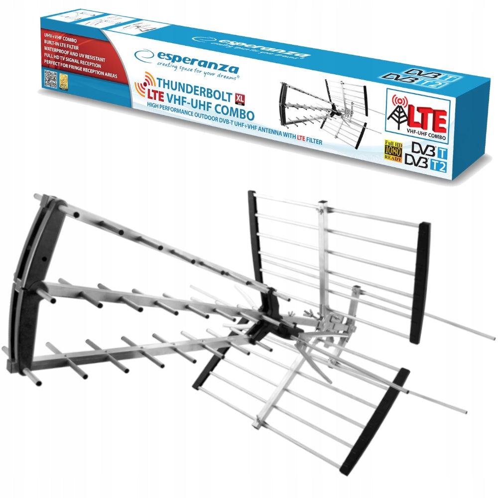 Antena Externa DVB-T Esperanza Thunderbolt XL / Preta