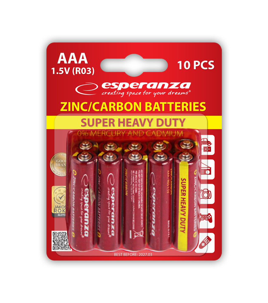 Pilhas de Carbono/Zinco Esperanza AAA Blister de 10 unidades