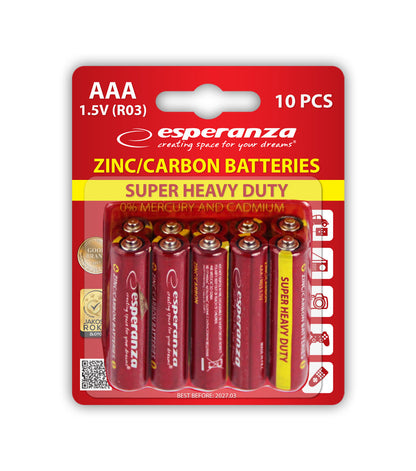 Pilhas de Carbono/Zinco Esperanza AAA Blister de 10 unidades