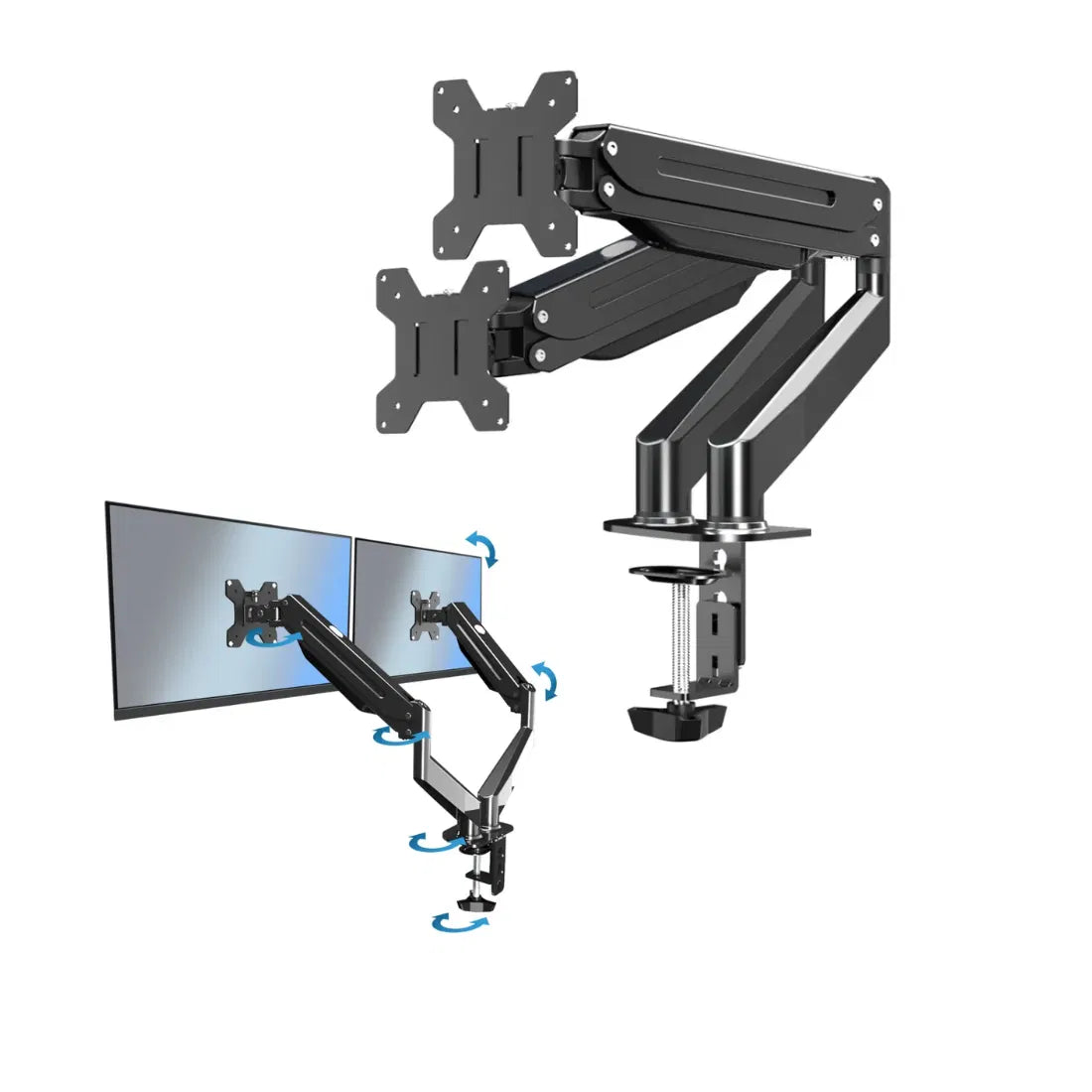 Suporte/Secretária Esperanza ERW018 p/ 2 Monitores 10–27” Preto