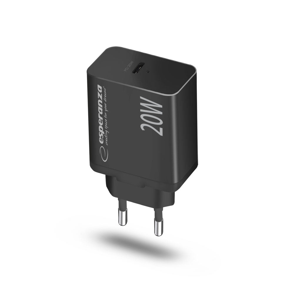 Esperanza Quick Power Fast Charger 20W USB-C PD Preto