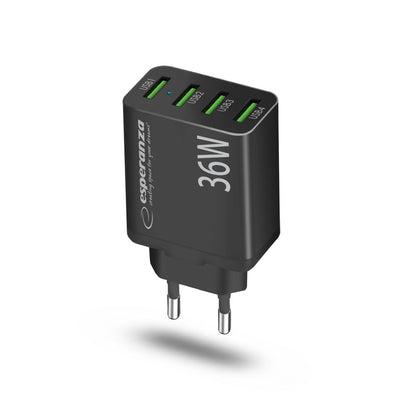 Esperanza Quick Fast Charger 36W 4x USB-A QC 3.0 18W Preto
