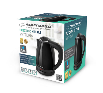 Chaleira Elétrica Esperanza Victoria 1.8L 1800W em Aço Inoxidável / Preto