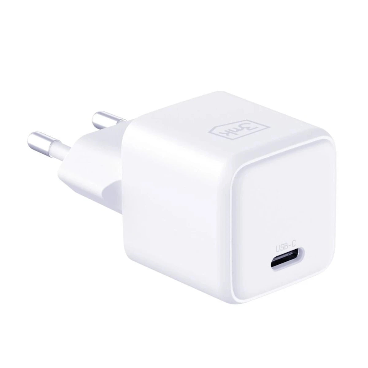Carregador de Parede 3mk / PD GaN 25W / c/ CaboUSB-C incluído / Branco