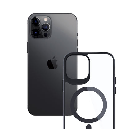 Capa 3mk Satin Armor  para iPhone 12 Pro Max - Transparente com Estrutura Preta - MagCase com MagSafe