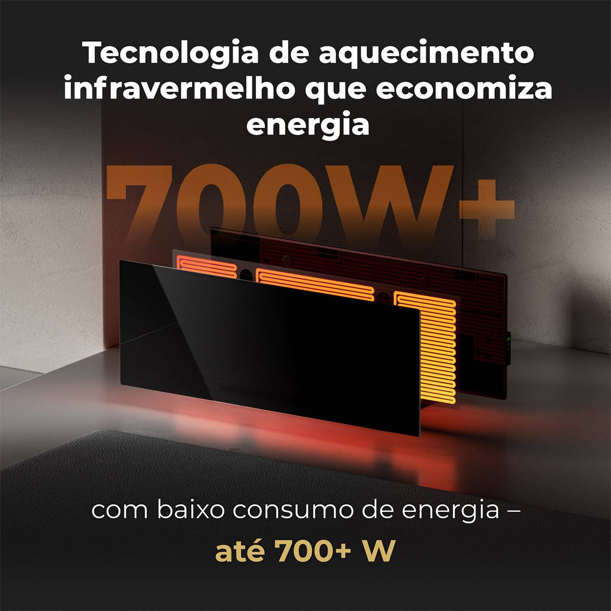 Aeno Radiador Infravermelho Premium Eco Smart LED GH3S 700W / Preto