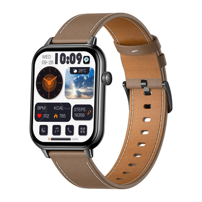 COLMI C28 Smartwatch – Black + Brown Leather Strap_1