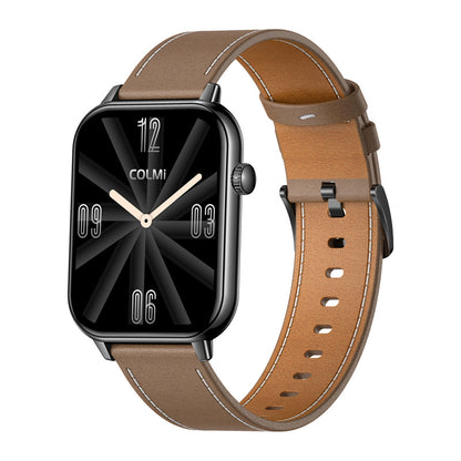 COLMI C28 Smartwatch – Black + Brown Leather Strap_3