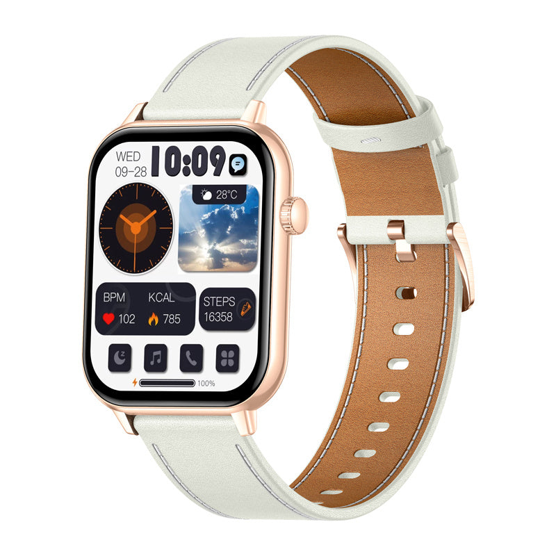 COLMI C28 Smartwatch in Gold with a White Leather Strap_1