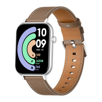 COLMI C28 Smartwatch – Silver + Brown Leather Strap_2