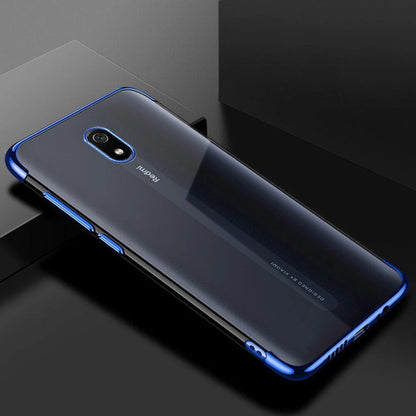 Clear Color Case Gel TPU Electroplating frame Cover for Xiaomi Redmi 8A blue_1