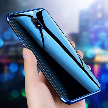 Clear Color Case Gel TPU Electroplating frame Cover for Xiaomi Redmi 8A blue_8