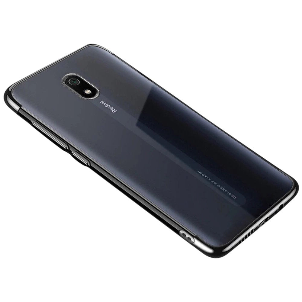 Clear Color Case Gel TPU Electroplating frame Cover for Xiaomi Redmi 8A black_0