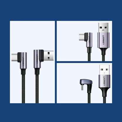 Ugreen angle cable USB cable - USB Type C Quick Charge 3.0 QC3.0 3 A 0.5 m gray (US176 20855)_5