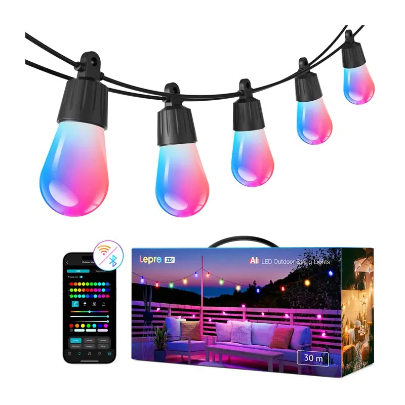 Luzes de String Wi-Fi LEPRO / 30 m / Preto / ZB1-30_0