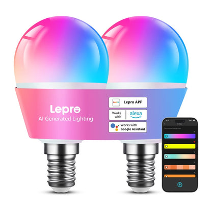 LEPRO BP1-2 E14 LED Bulb with Bluetooth and Wi-Fi, 470 lm, 2-pack_0