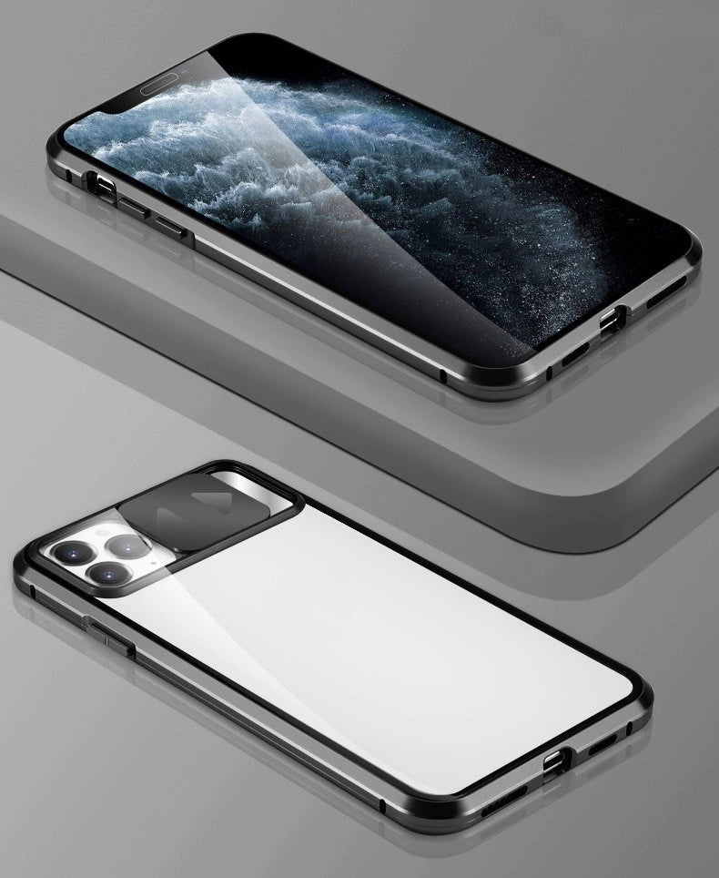 Wozinsky Magnetic Cam Slider Case Full Body Cover built-in front glass lens rotector for Huawei P40 black_17