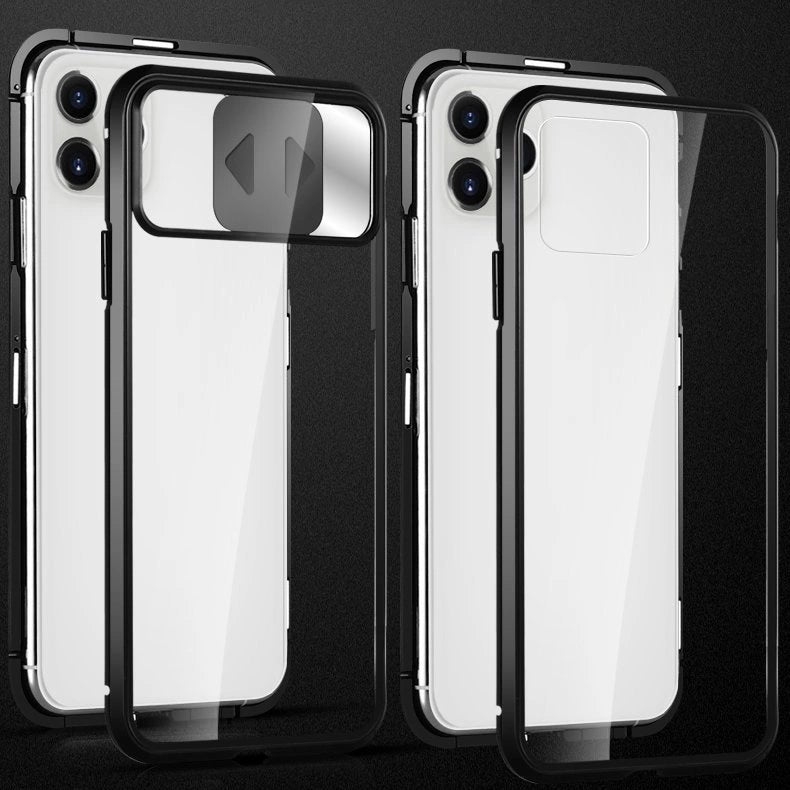 Wozinsky Magnetic Cam Slider Case Full Body Cover built-in front glass lens rotector for Huawei P40 black_6