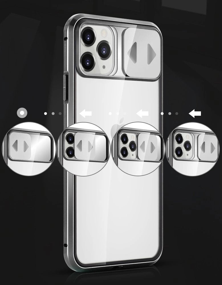 Wozinsky Magnetic Cam Slider Case Full Body Cover built-in front glass lens rotector for Huawei P40 black_8