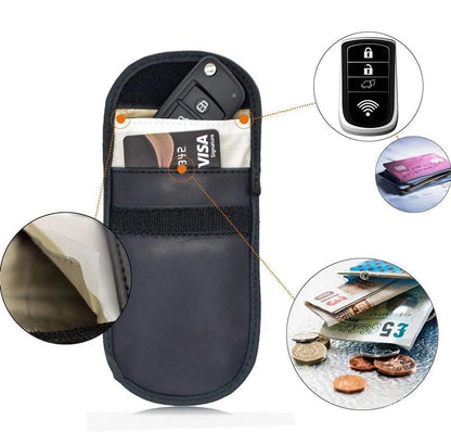 Anti-theft Car Key Pouch Radio Blocking Pouch Keyless Faraday Box Faraday Cage 14cm with 10cm Black_14
