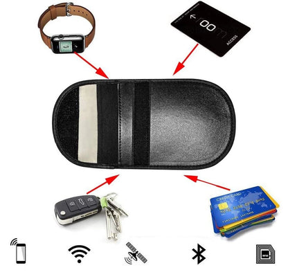 Anti-theft Car Key Pouch Radio Blocking Pouch Keyless Faraday Box Faraday Cage 14cm with 10cm Black_5