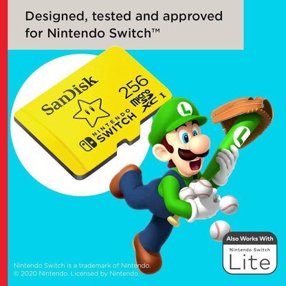 Cartão de Memória microSDXC SanDisk Nintendo Switch 256GB (200MB/s) UHS-I, U3