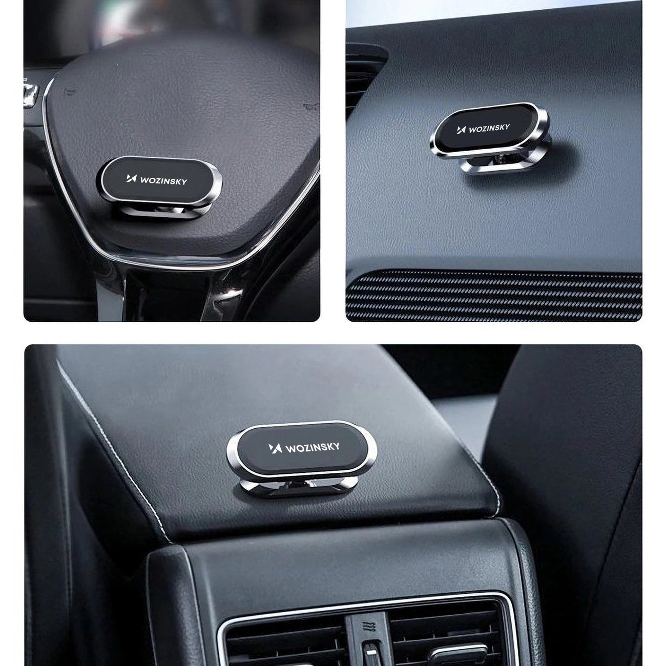 Wozinsky Self-adhesive Magnetic 360 Car Dashboard Mount Silver (WMH-06)_7