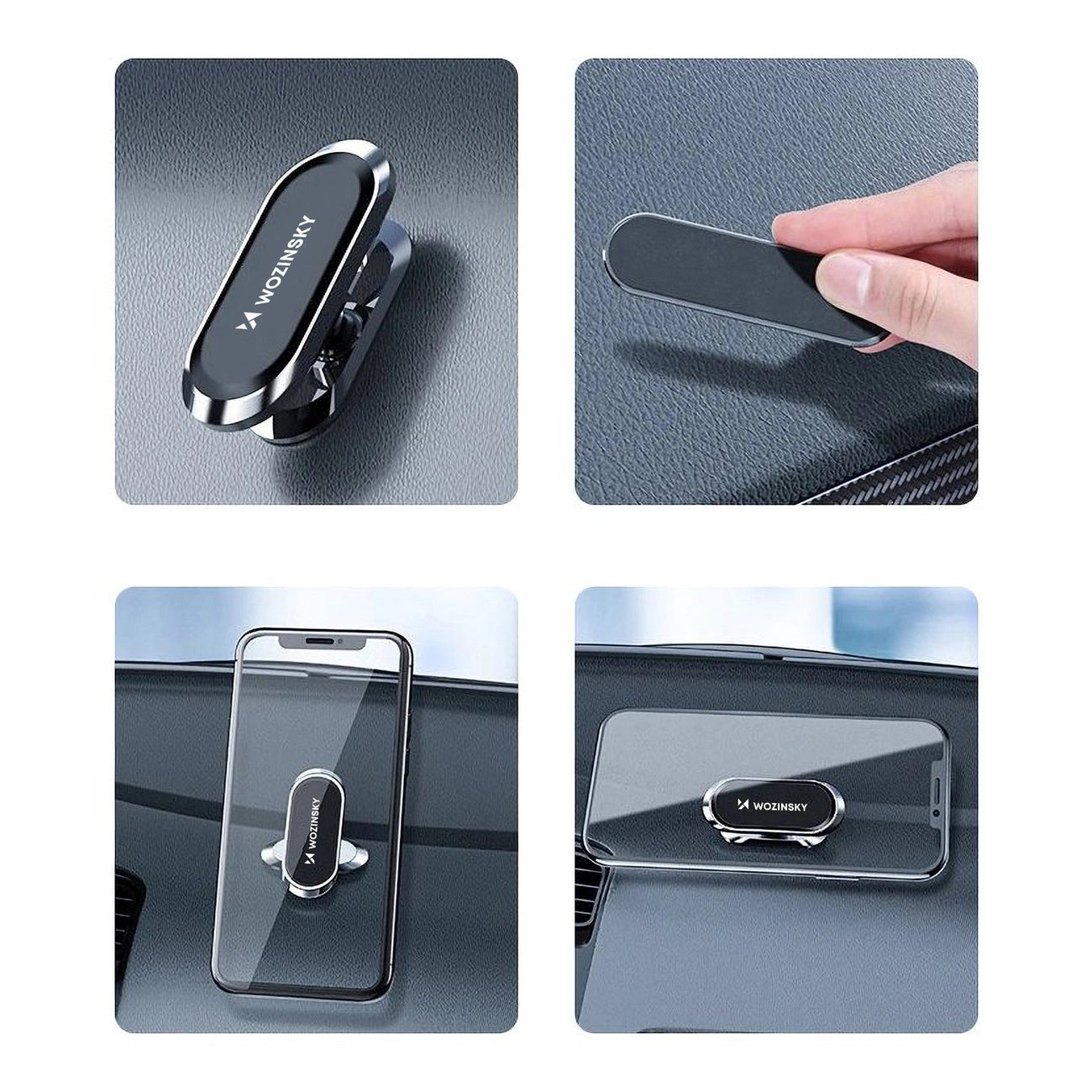Wozinsky Self-adhesive Magnetic 360 Car Dashboard Mount Silver (WMH-06)_4