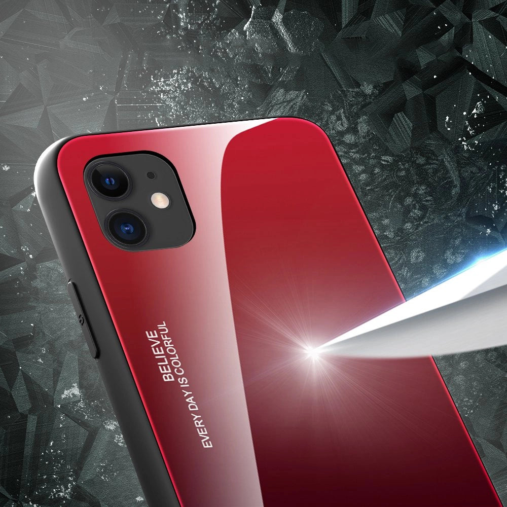 Gradient Glass Durable Cover with Tempered Glass Back iPhone 12 mini black-red_1
